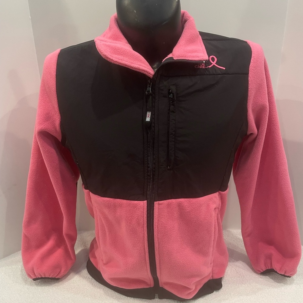 Woman’s Sz S Share the Cure Pink Black Zip up Jacket. Breast Cancer Awerness.